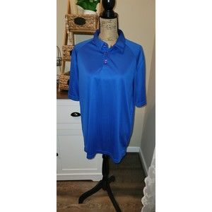 Mens Nike Polo Shirt Blue Swoosh Logo Dri Fit Golf Short Sleeve Size Large